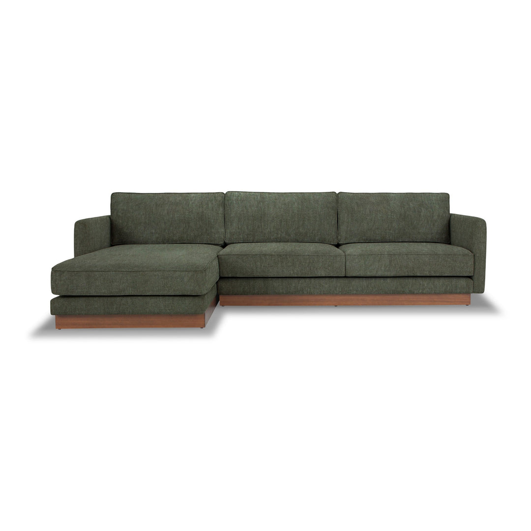 Highland Sectional in Canna Forest Green configuration shot - chaise sectional private label - Whats New Furniture Portland OR