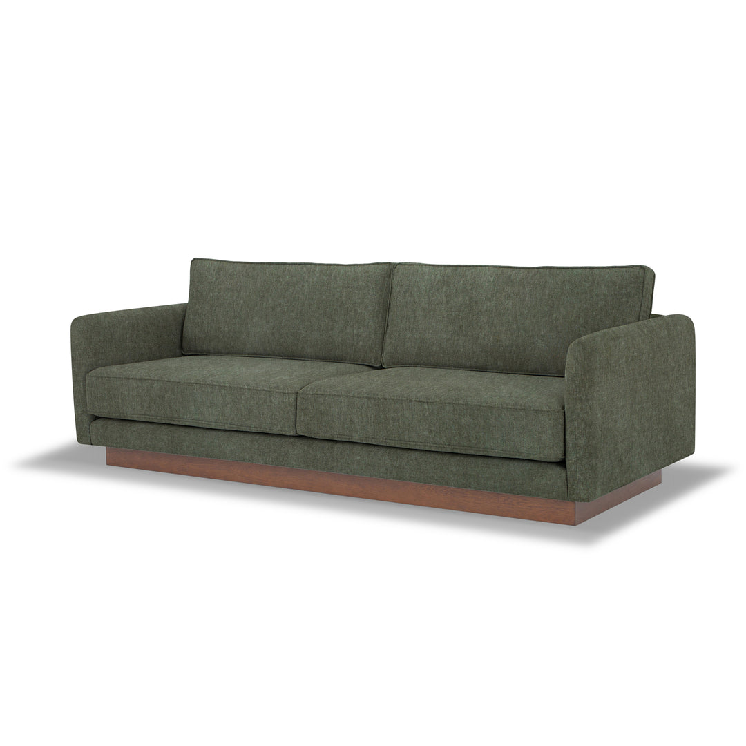 Highland Sofa in Canna Forest Green side angle - mid-century sofa private label - Whats New Furniture Portland OR