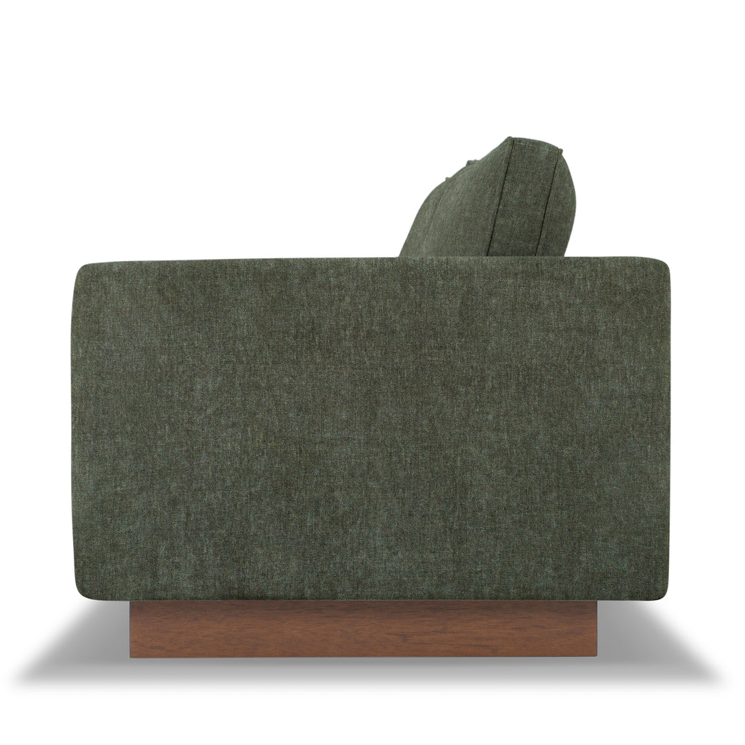 Highland Sofa in Canna Forest Green side view - mid-century sofa private label - Whats New Furniture Portland OR