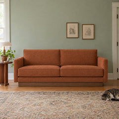 Highland Sofa in Moss Rust in a styled Portland living room - Whats New Furniture Portland OR