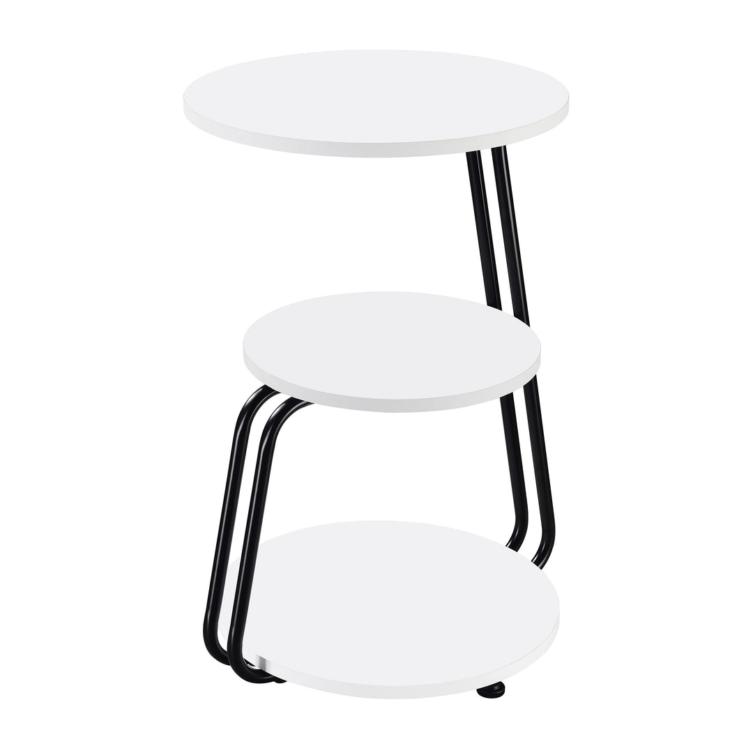 Hilly 3-tier Round Accent Side Table White and Black - What&