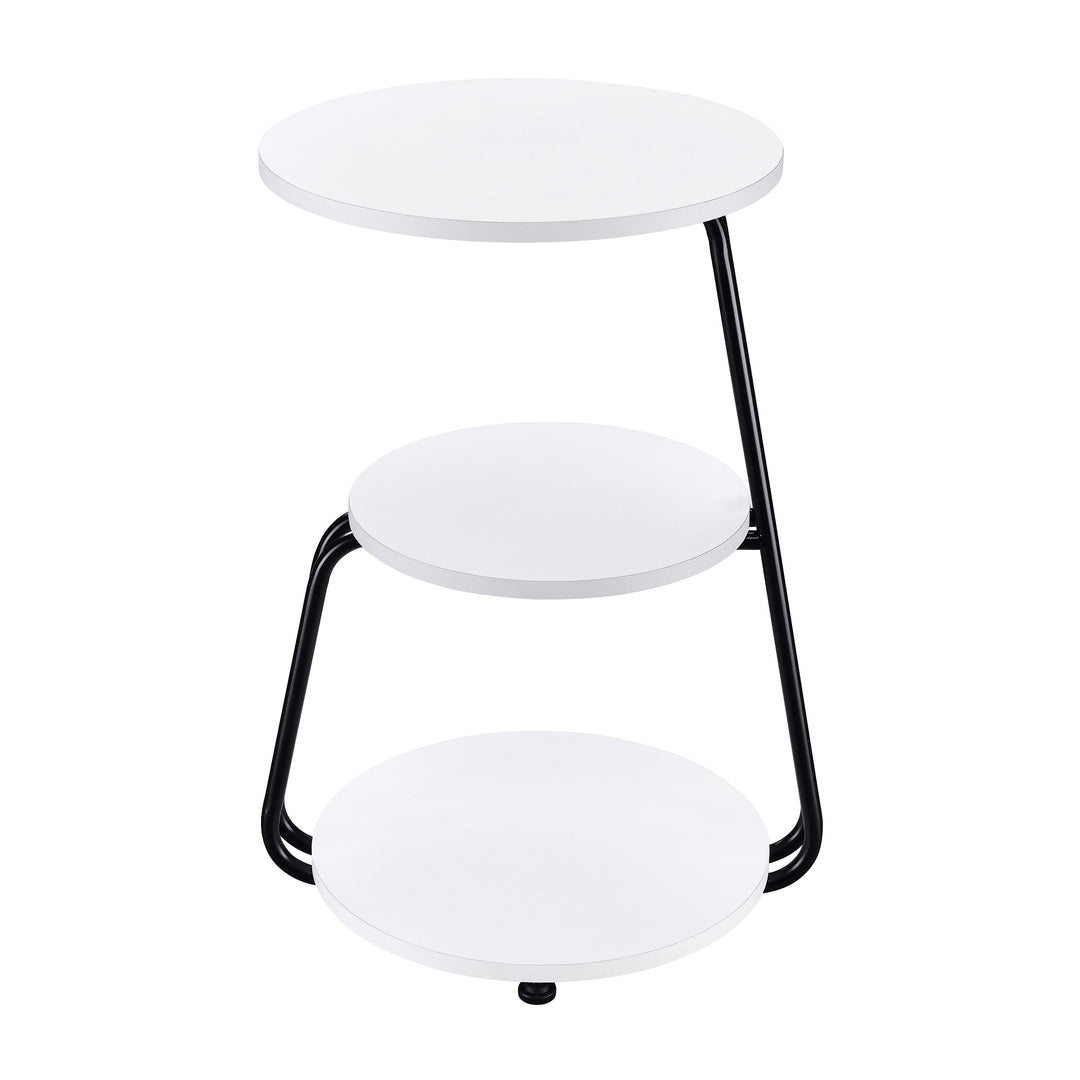 Hilly 3-tier Round Accent Side Table White and Black - What&