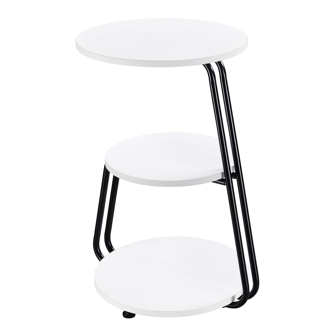 Hilly 3-tier Round Accent Side Table White and Black - What&