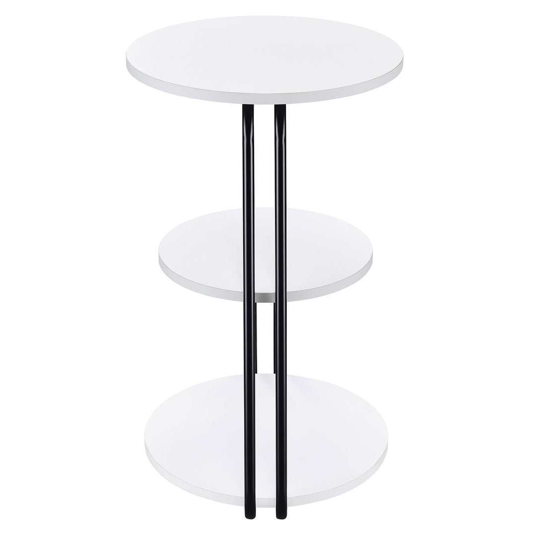 Hilly 3-tier Round Accent Side Table White and Black - What&