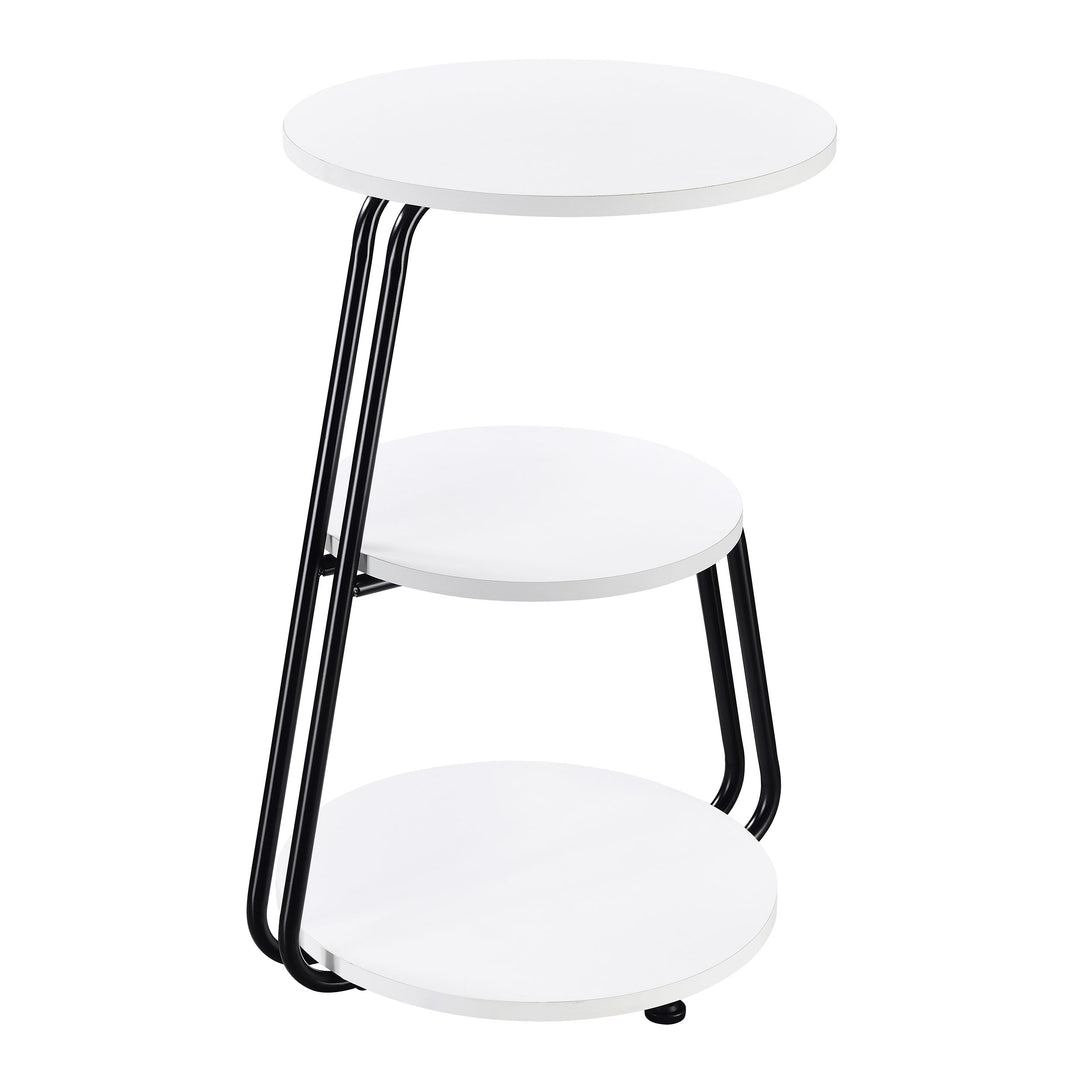 Hilly 3-tier Round Accent Side Table White and Black - What&