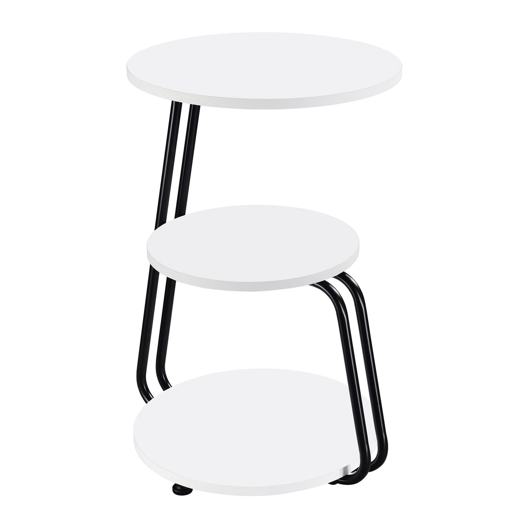 Hilly 3-tier Round Accent Side Table White and Black - What&