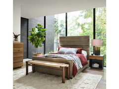 Holland Nightstand in Grey Lacquer room setting - marble top nightstand by Four Hands - Whats New Furniture Portland OR