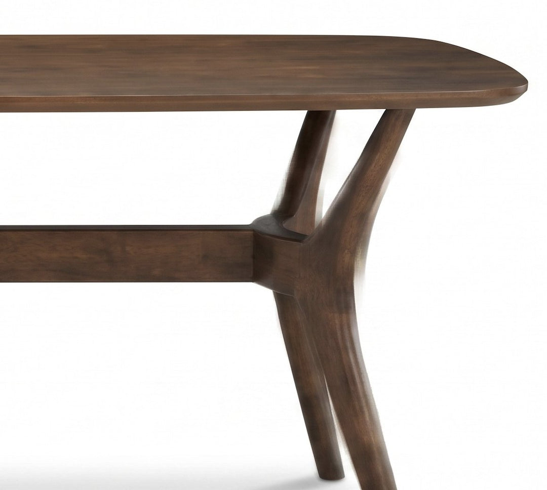 Holstebro Soft Oval Dining Table in Walnut - leg joint and stretcher detail - Dining Table by Kube Import - Whats New Furniture Portland OR