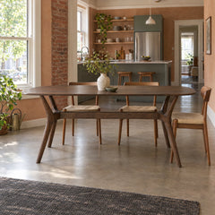 Holstebro Soft Oval Dining Table in Walnut styled in a second Portland room - Whats New Furniture