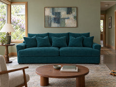 Horizon Sofa in Lush Turquoise styled in a Montavilla ranch - Whats New Furniture Portland OR