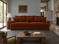 Horizon Sofa in Marquis Rust styled in a 1970s Lake Oswego split-level - Whats New Furniture Portland OR
