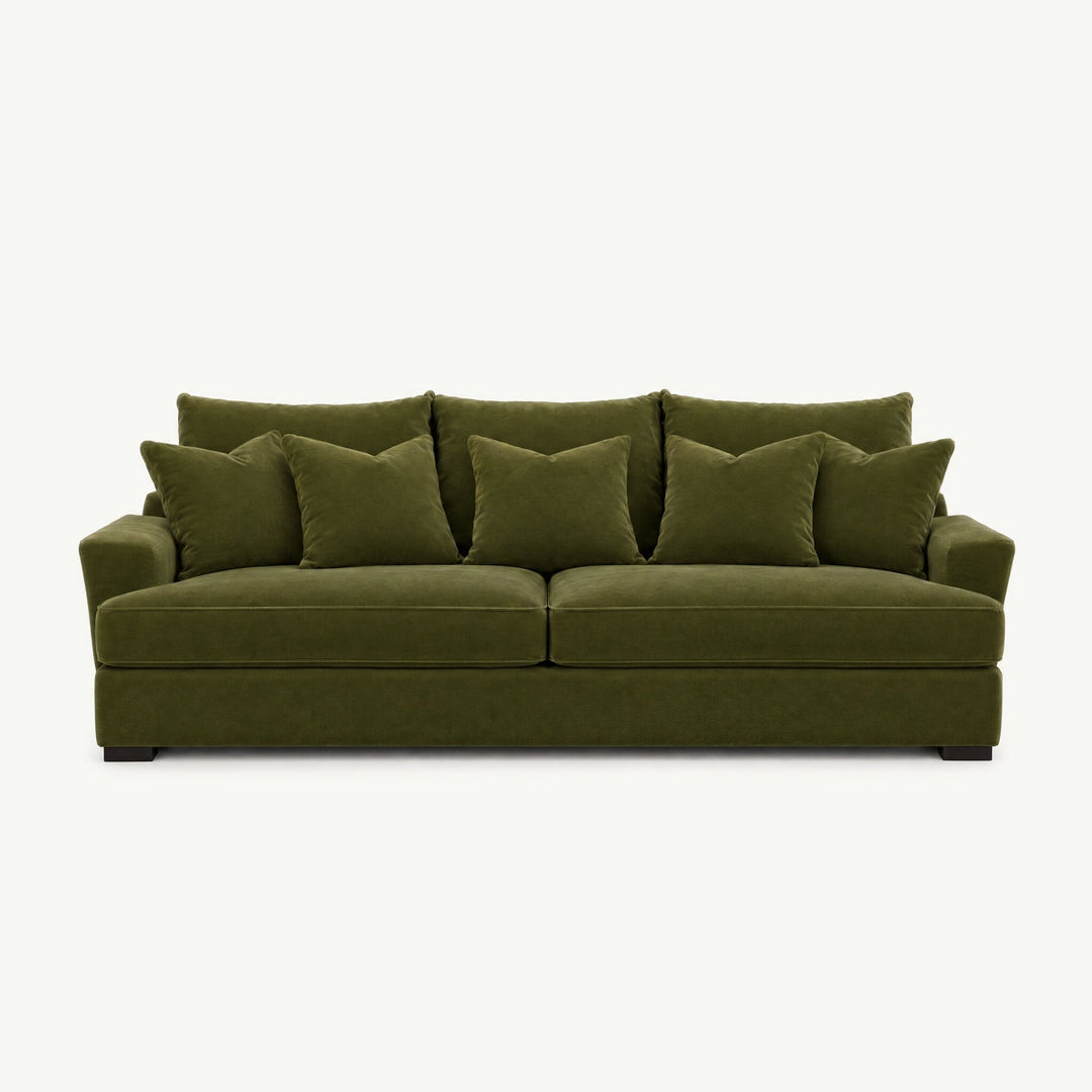 Horizon Sofa in Vintage Moss - studio front view - Stanton - Whats New Furniture Portland OR