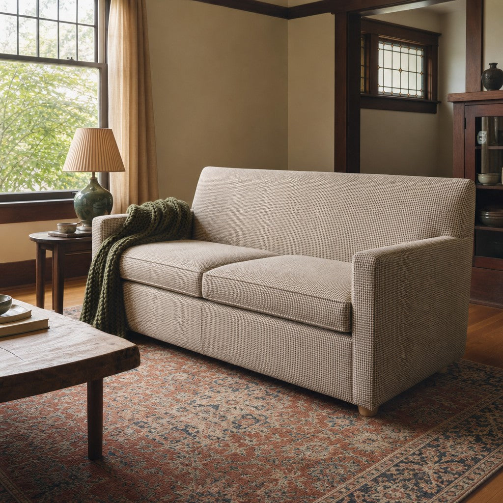 Houndstooth loveseat with a tailored silhouette and structured cushions by Kincaid - detail view 1