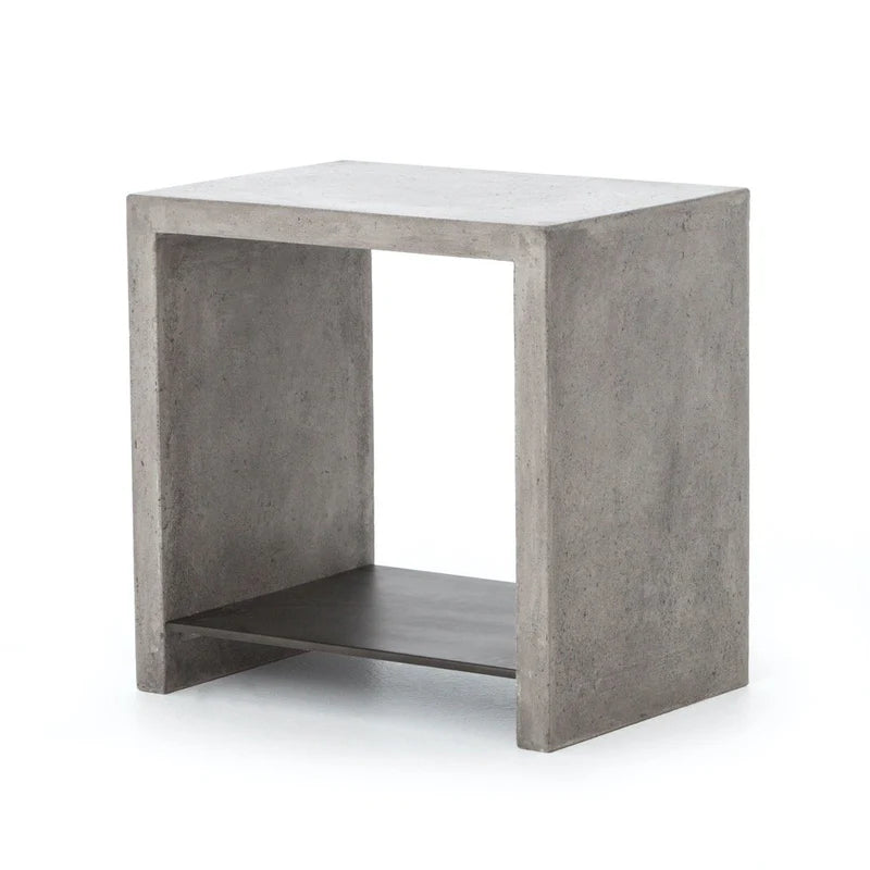 Hugo End Table in Parchment White side angle - compact end table by Four Hands - Whats New Furniture Portland OR