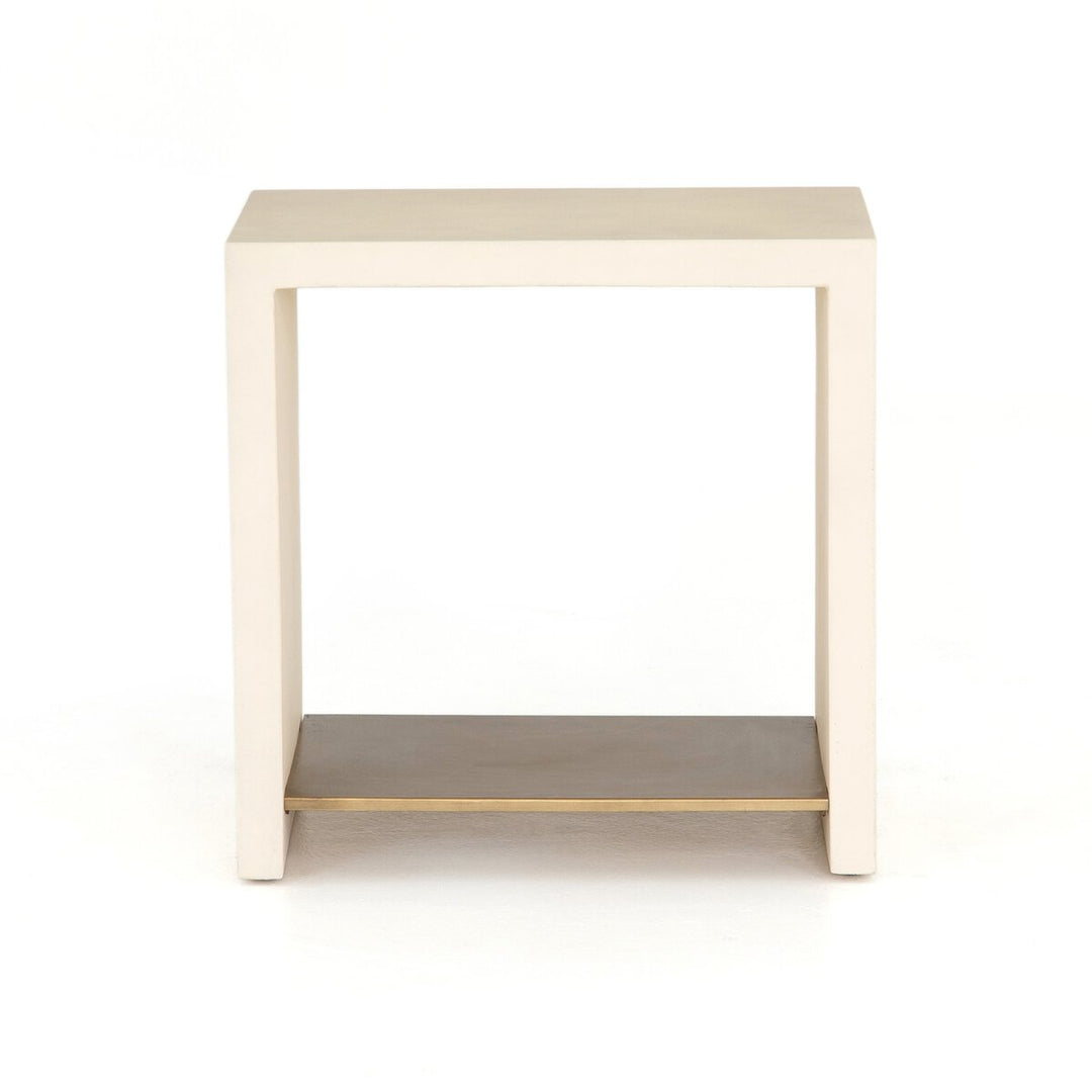 Hugo End Table in Parchment White - compact end table by Four Hands - Whats New Furniture Portland OR