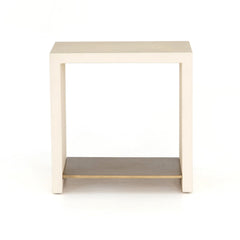 Hugo End Table in Parchment White - compact end table by Four Hands - Whats New Furniture Portland OR