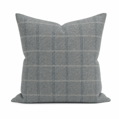Icon Denim Windowpane Throw Pillow front view by Decor Fifty-Five - Whats New Furniture Portland OR
