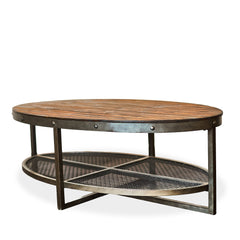 Industrial Oval Coffee Table detail view - Whats New Furniture - Portland, Oregon