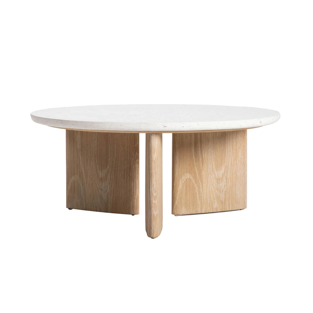 Infinity Coffee Table in Seashell Finish side angle - round coffee table by LH Imports - Whats New Furniture Portland OR