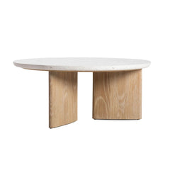 Infinity Coffee Table in Seashell Finish lifestyle setting - round coffee table by LH Imports - Whats New Furniture Portland OR