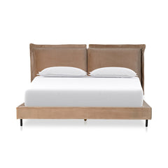 Inwood Queen Bed Frame in Surrey Taupe - queen upholstered bed by Four Hands - Whats New Furniture Portland OR