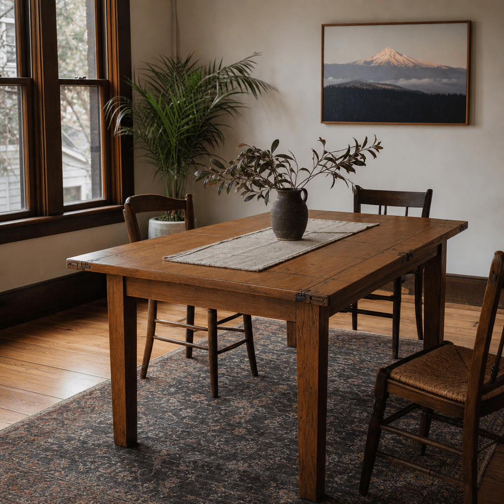 Irish Coast Extension Dining Table in African Dusk top-down view - extension dining table by LH Imports - Whats New Furniture Portland OR