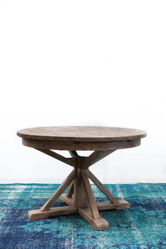 Irish Coast Round Extension Dining Table in Sundried alternate front view - round extension dining table by LH Imports - Whats New Furniture Portland OR