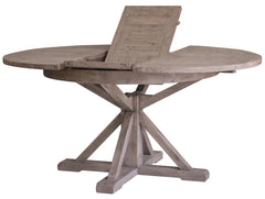 Irish Coast Round Extension Dining Table in Sundried extension leaf open view - round extension dining table by LH Imports - Whats New Furniture Portland OR