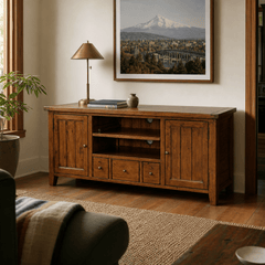 Irish Coast Regular Media Unit in African Dusk room setting - reclaimed pine media unit by LH Imports - Whats New Furniture Portland OR