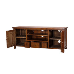 Irish Coast Regular Media Unit in African Dusk open storage front view - reclaimed pine media unit by LH Imports - Whats New Furniture Portland OR