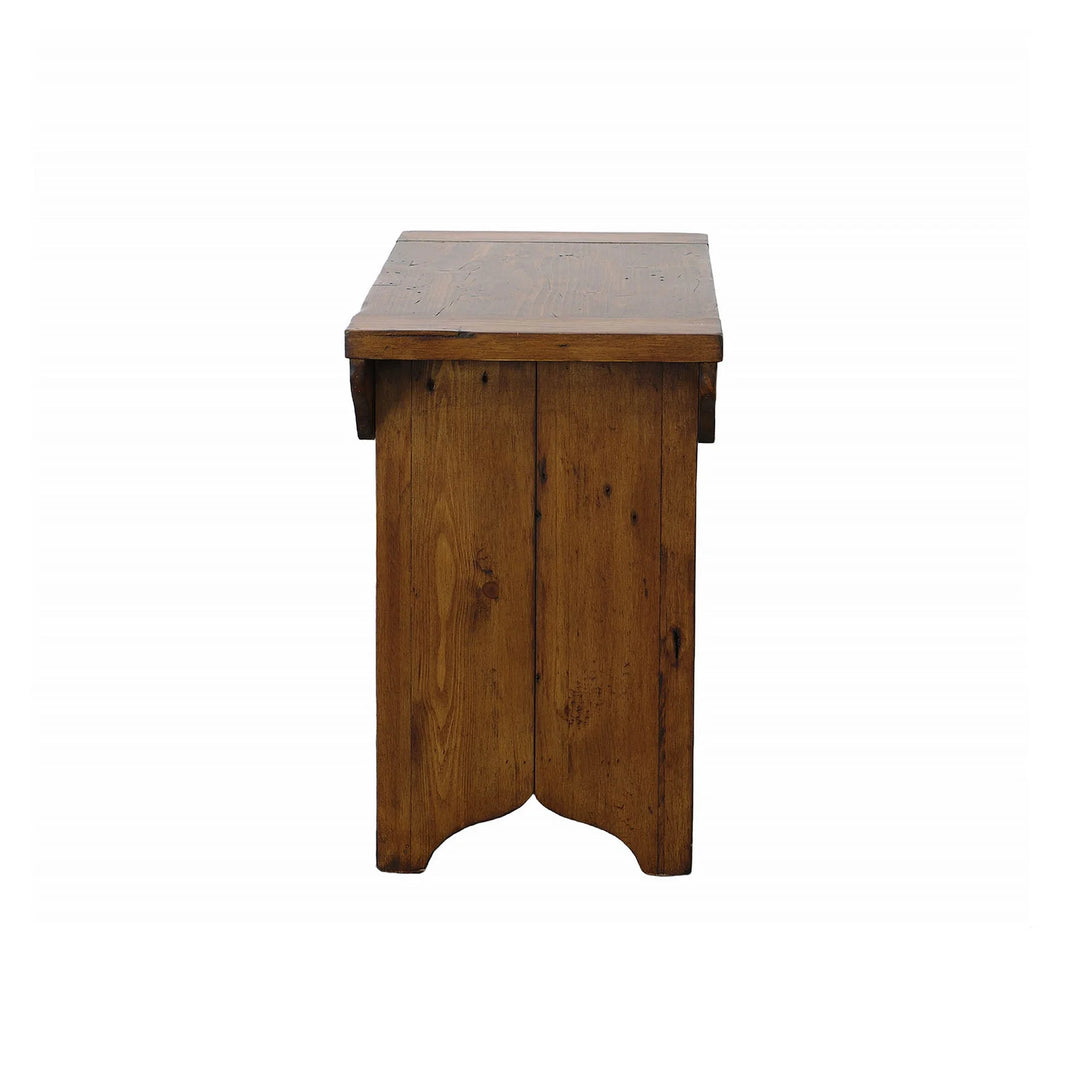 Irish Coast Small Bench in African Dusk side view - reclaimed wood bench by LH Imports - Whats New Furniture Portland OR
