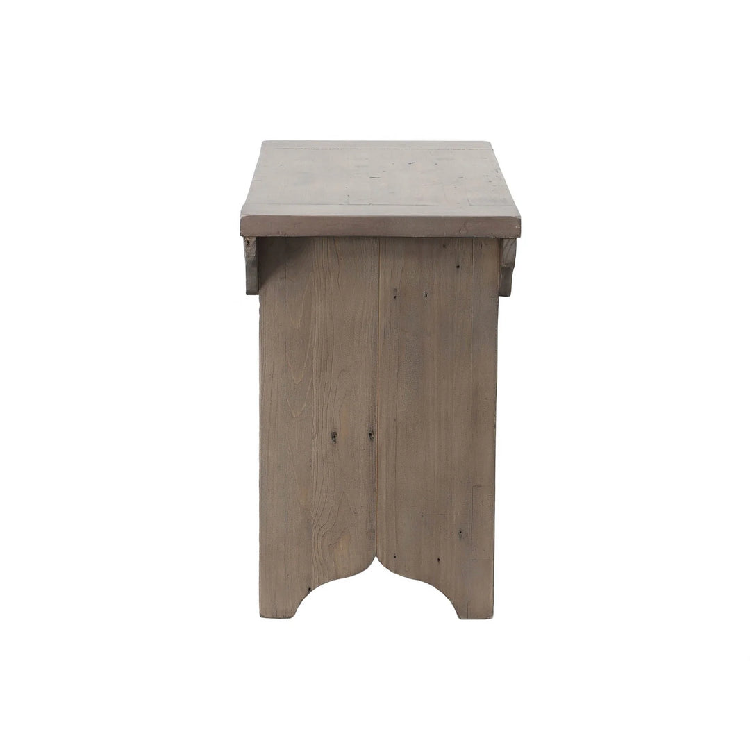 Irish Coast Small Bench in Sundried Ash variant back view - reclaimed wood bench by LH Imports - Whats New Furniture Portland OR