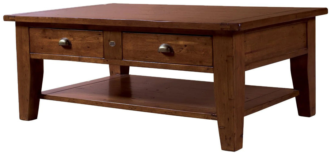 Irish Coast Small Coffee Table in African Dusk side angle - reclaimed wood coffee table by LH Imports - Whats New Furniture Portland OR