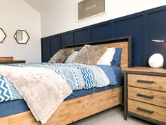 Irondale Nightstand in Mocha Grey alternate styled room setting - three drawer nightstand by LH Imports - Whats New Furniture Portland OR