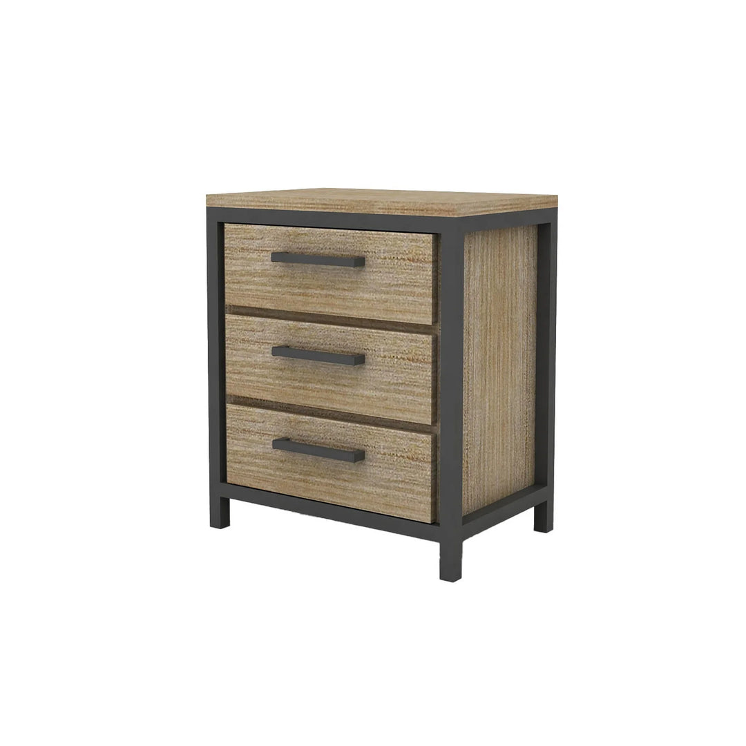 Irondale Nightstand in Mocha Grey side angle - three drawer nightstand by LH Imports - Whats New Furniture Portland OR