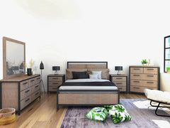 Irondale Nightstand in Mocha Grey living room setting - three drawer nightstand by LH Imports - Whats New Furniture Portland OR