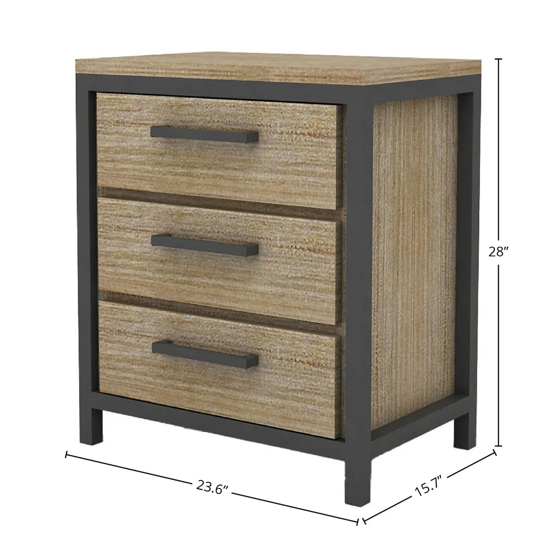 Irondale Nightstand in Mocha Grey spec sheet - three drawer nightstand by LH Imports - Whats New Furniture Portland OR
