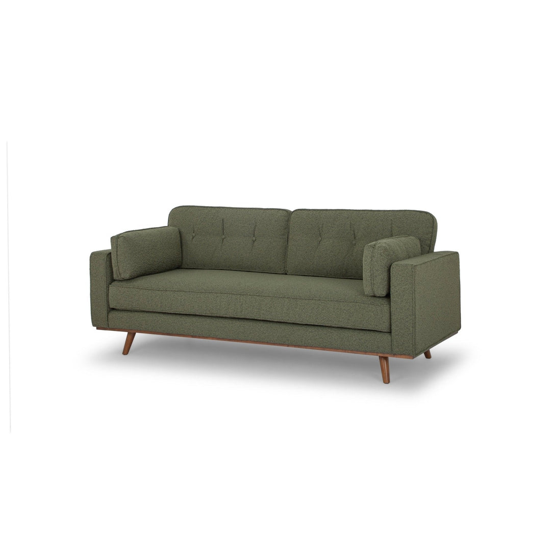 Irvington Sofa in Pasha Army side angle - mid-century fabric sofa private label - Whats New Furniture Portland OR