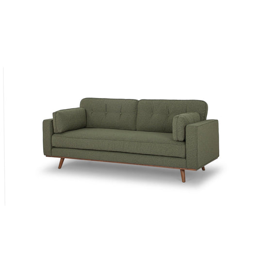 Irvington Sofa in Pasha Army side angle - mid-century fabric sofa private label - Whats New Furniture Portland OR