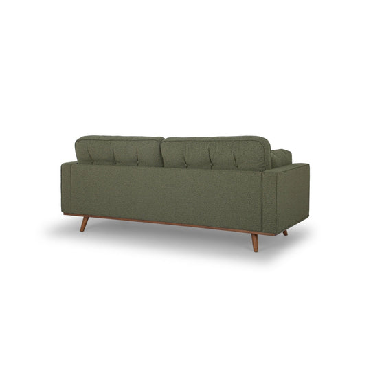 Irvington Sofa in Pasha Army back view - mid-century fabric sofa private label - Whats New Furniture Portland OR