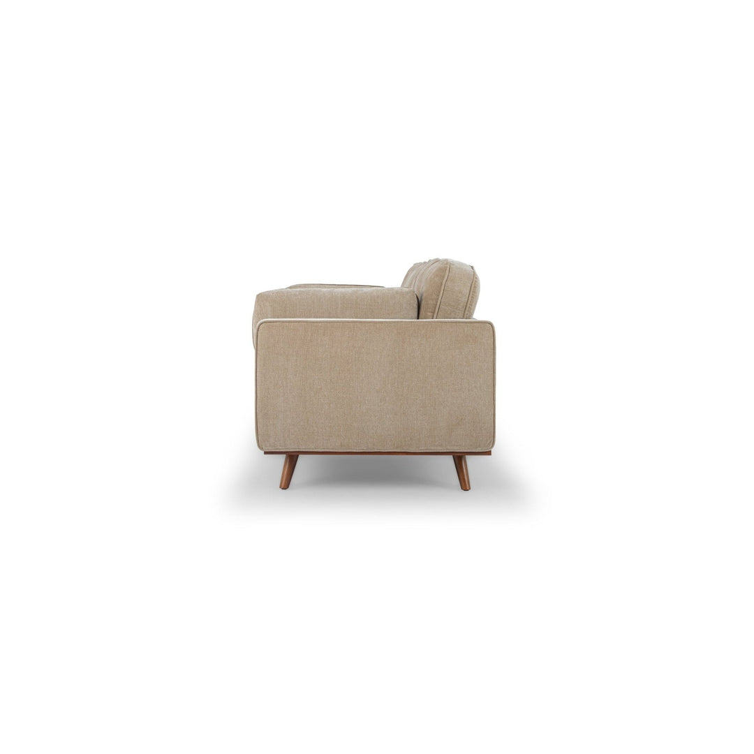 Irvington Sofa in Pasha Army corner detail - mid-century fabric sofa private label - Whats New Furniture Portland OR