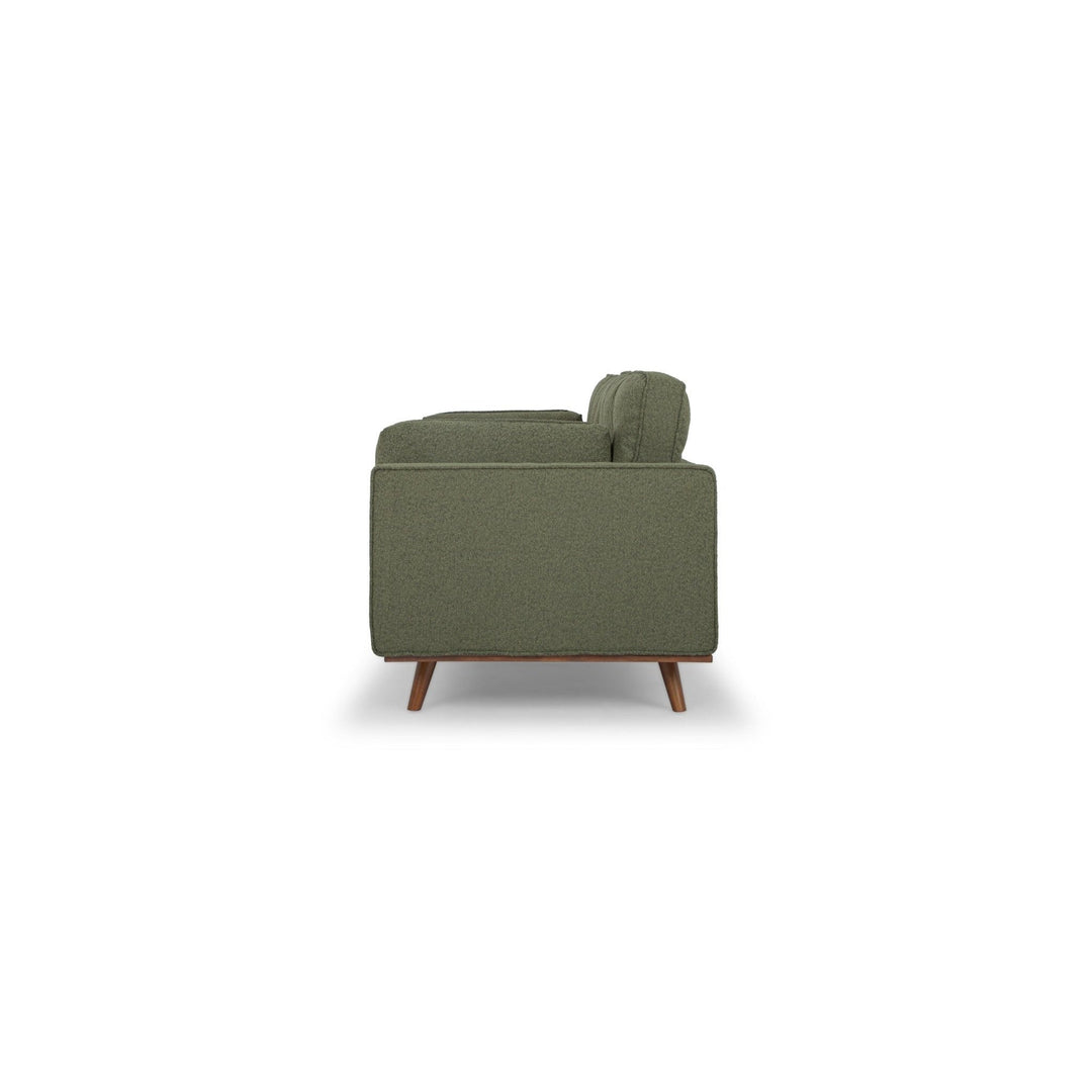 Irvington Sofa in Pasha Army detail view - mid-century fabric sofa private label - Whats New Furniture Portland OR