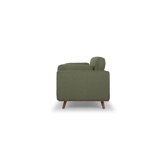 Irvington Sofa in Pasha Army detail view - mid-century fabric sofa private label - Whats New Furniture Portland OR
