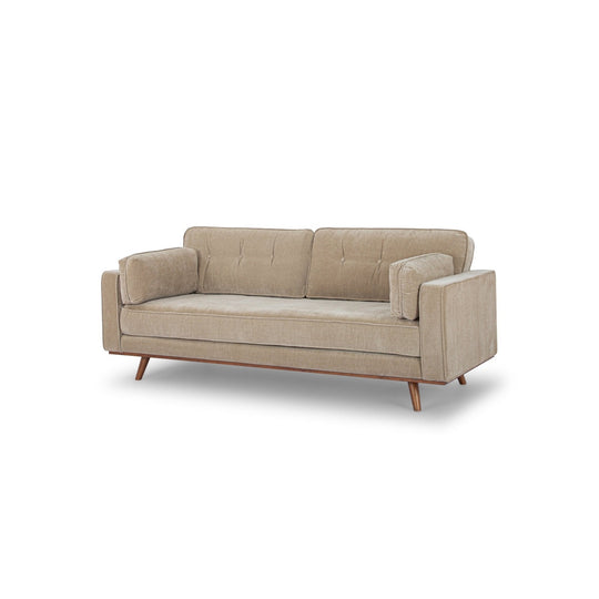 Irvington Sofa in Pasha Army lifestyle setting - mid-century fabric sofa private label - Whats New Furniture Portland OR
