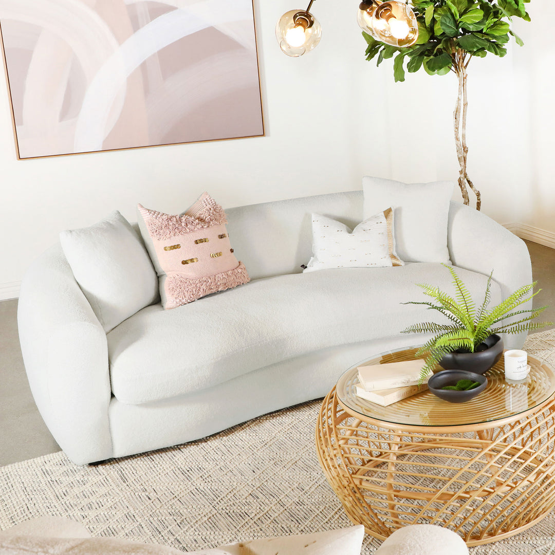Isabella Faux Sheepskin Upholstered Sofa Natural - What&