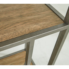 Jaddon Bookcase in brown back view - 5-shelf sculptural metal bookcase by Ashley - Whats New Furniture Portland OR