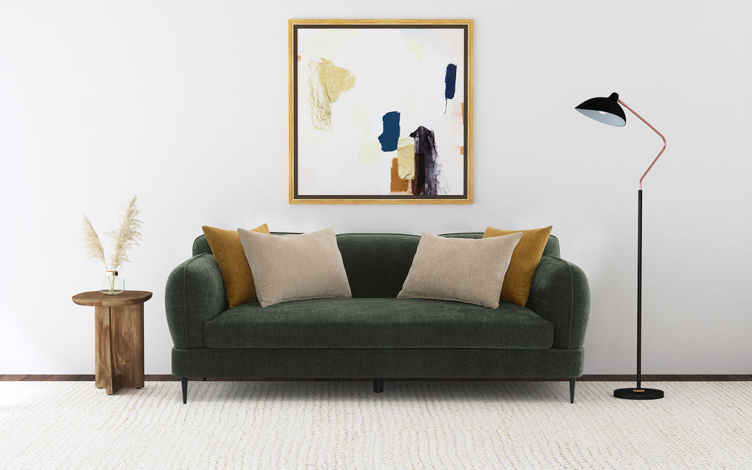 Jade Chenille Upholstered Modern Track Arm Sofa Green - What&