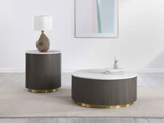 Jason 2-piece Round White Marble Coffee Table Set Charcoal - What&