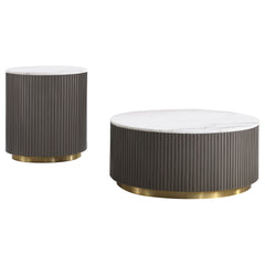 Jason 2-piece Round White Marble Coffee Table Set Charcoal - What&