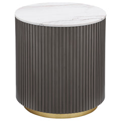 Jason 2-piece Round White Marble Coffee Table Set Charcoal - What&